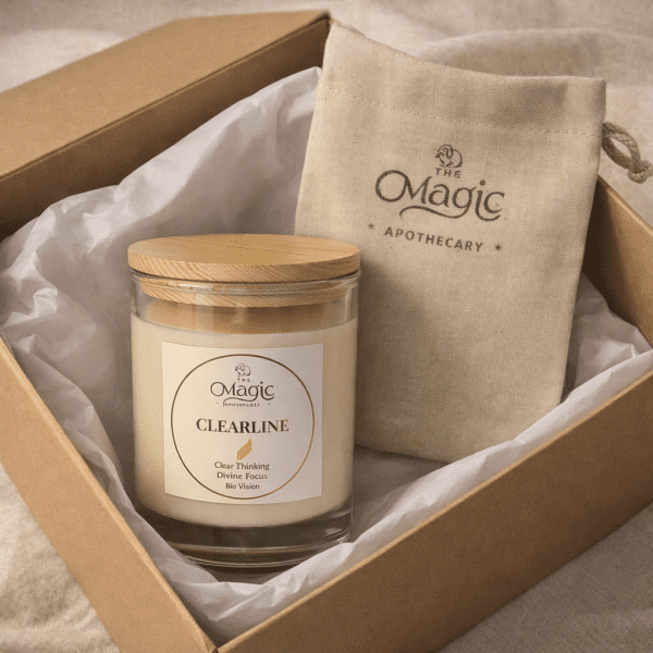 ClearLine, aromatherapy candle, gift set with box and pouch, for clarity and focus, The Magic Apothecary