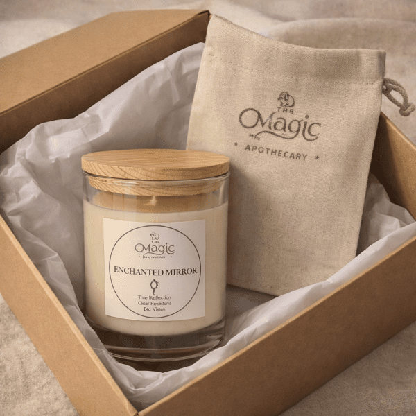 Enchanted Mirror of Truth, aromatherapy candle, gift set with box and pouch, for honest self-reflection, The Magic Apothecary