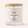 Wellspring, candela aromaterapica, vaso di vetro con coperchio in legno, etichetta frontale, per rinnovo gentile, The Magic Apothecary