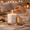 Wellspring, aromatherapy candle, hand lighting the candle, cozy atmosphere, for gentle renewal, The Magic Apothecary