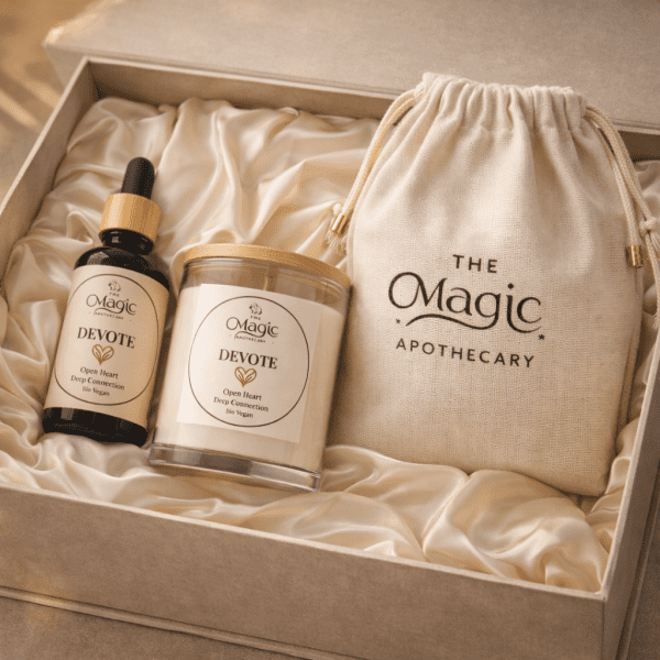 Devote Ritual Set, scena lifestyle del rituale, atmosfera calda e calma, amore e connessione, The Magic Apothecary